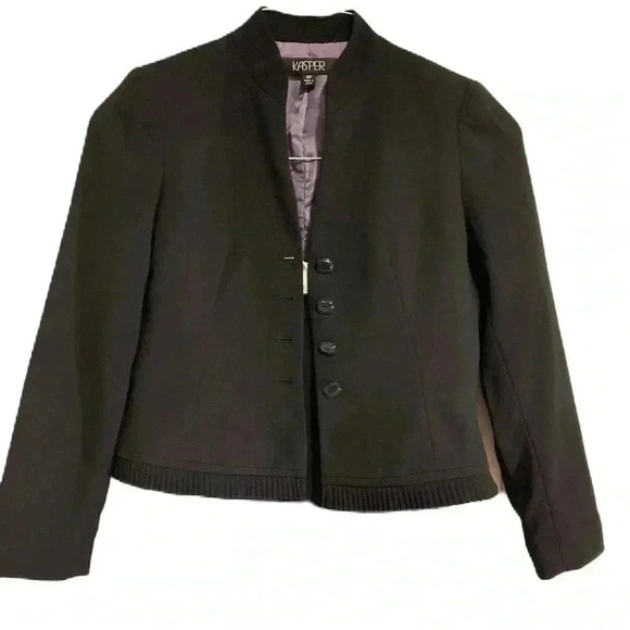 Kasper Women’s Suit Blazer Jacket and Skirt Sz.4p Black w/ Pleats - Picture 3 of 13